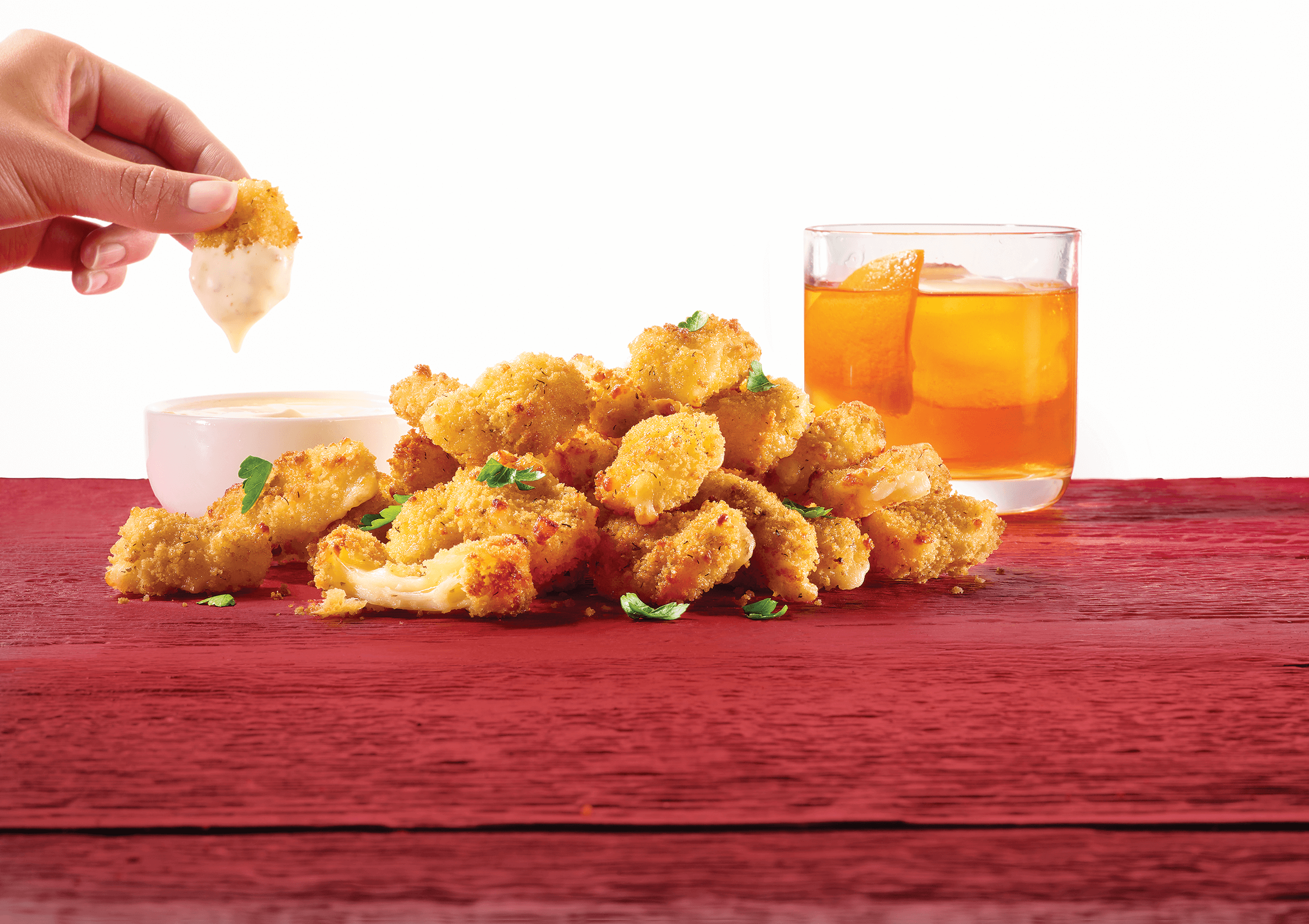 Air Fried Triple Ranch Cheese Curds and Wisconsin Brandy Old Fashioned.